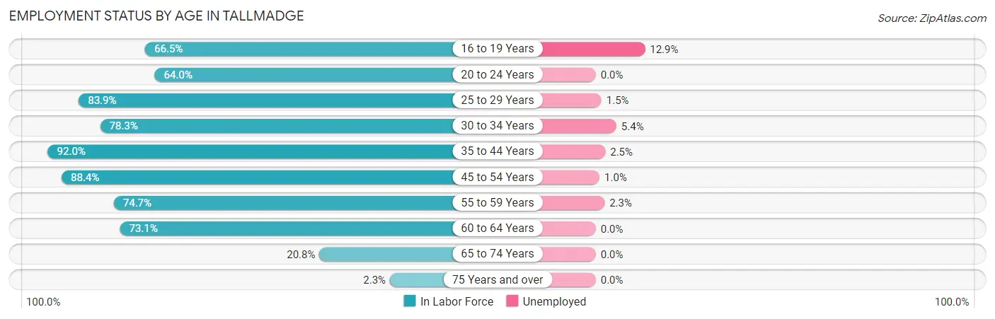 Employment Status by Age in Tallmadge