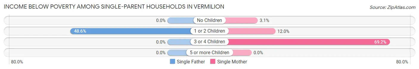 Income Below Poverty Among Single-Parent Households in Vermilion