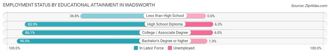 Employment Status by Educational Attainment in Wadsworth