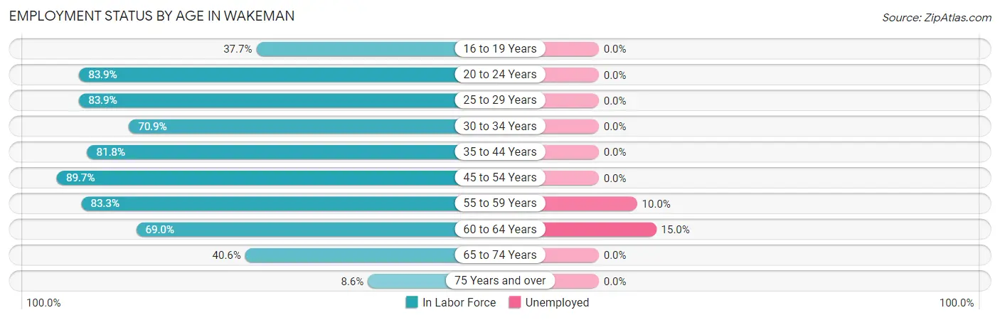 Employment Status by Age in Wakeman
