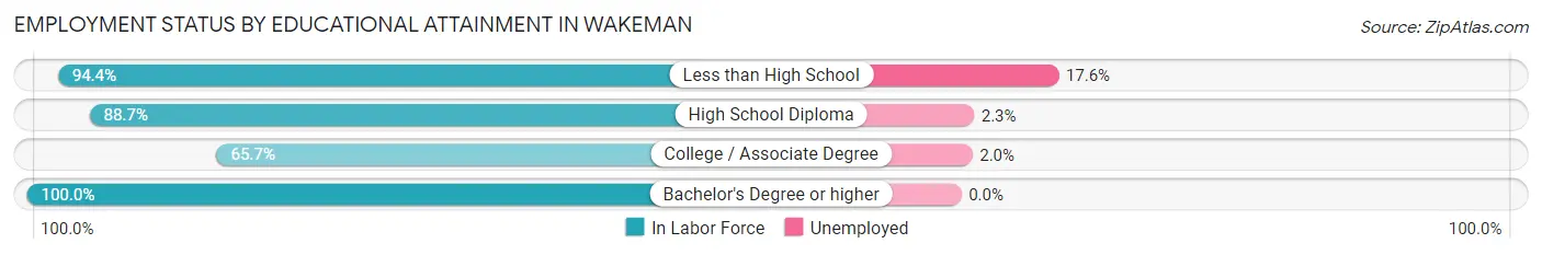 Employment Status by Educational Attainment in Wakeman