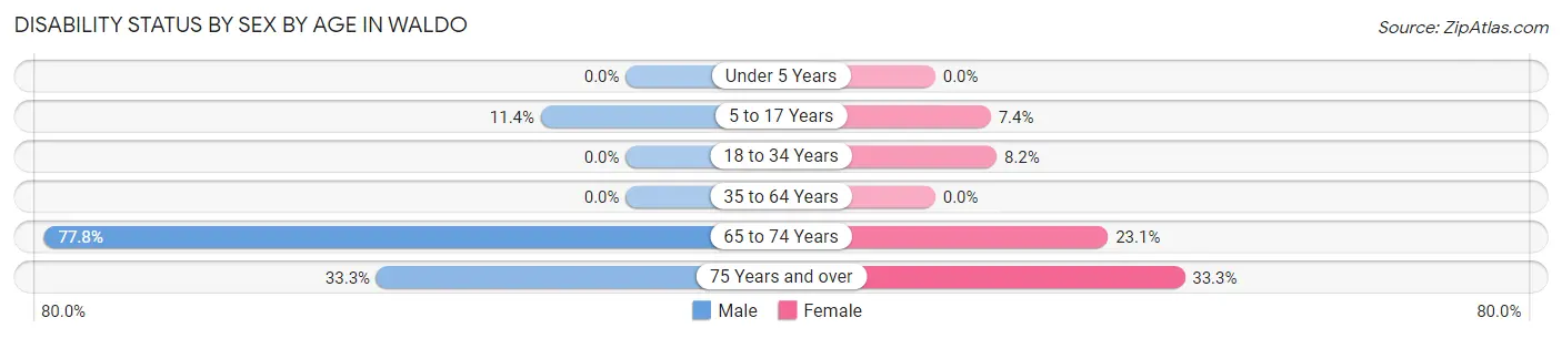 Disability Status by Sex by Age in Waldo