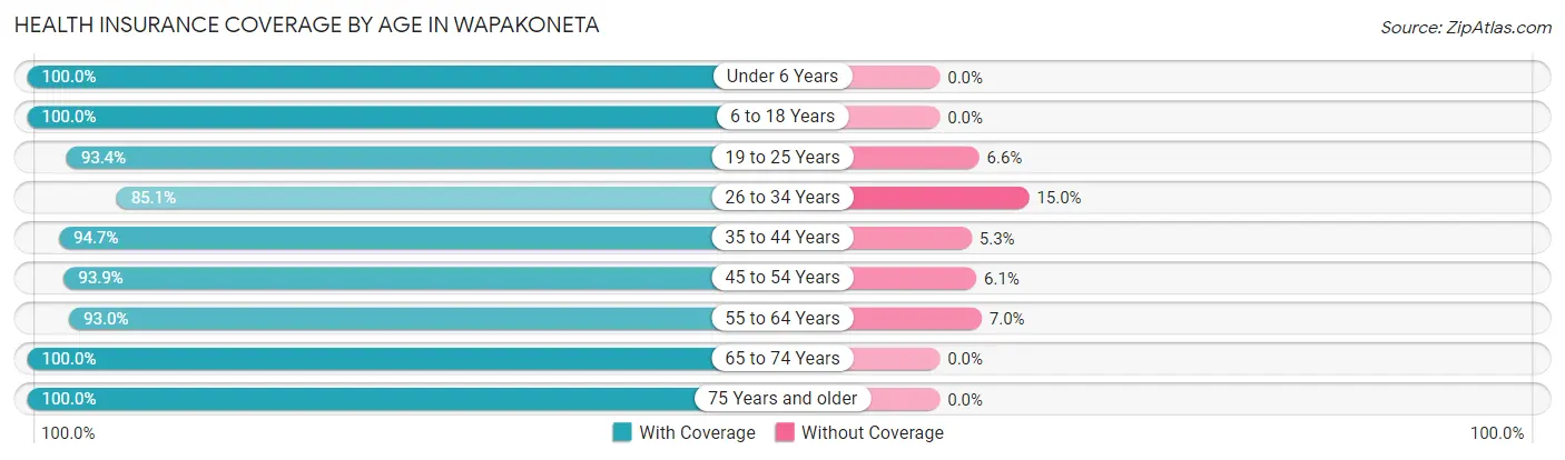 Health Insurance Coverage by Age in Wapakoneta