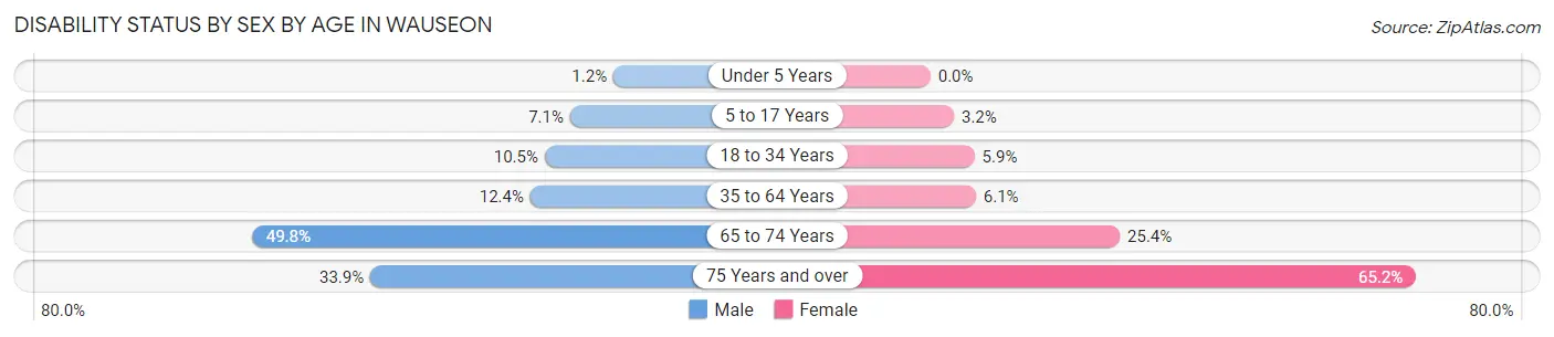 Disability Status by Sex by Age in Wauseon