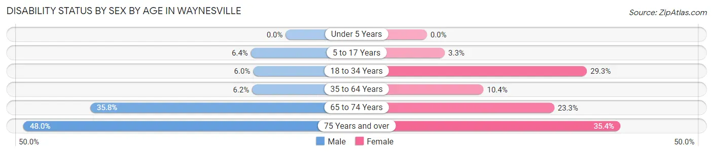 Disability Status by Sex by Age in Waynesville