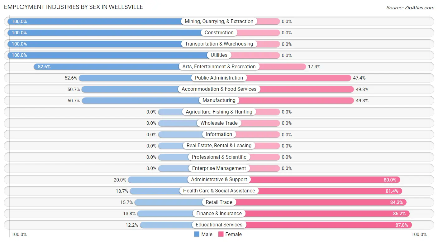 Employment Industries by Sex in Wellsville