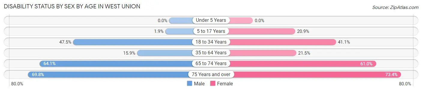 Disability Status by Sex by Age in West Union