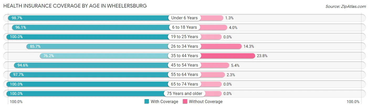 Health Insurance Coverage by Age in Wheelersburg