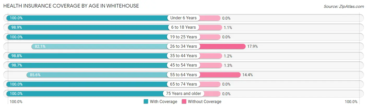 Health Insurance Coverage by Age in Whitehouse