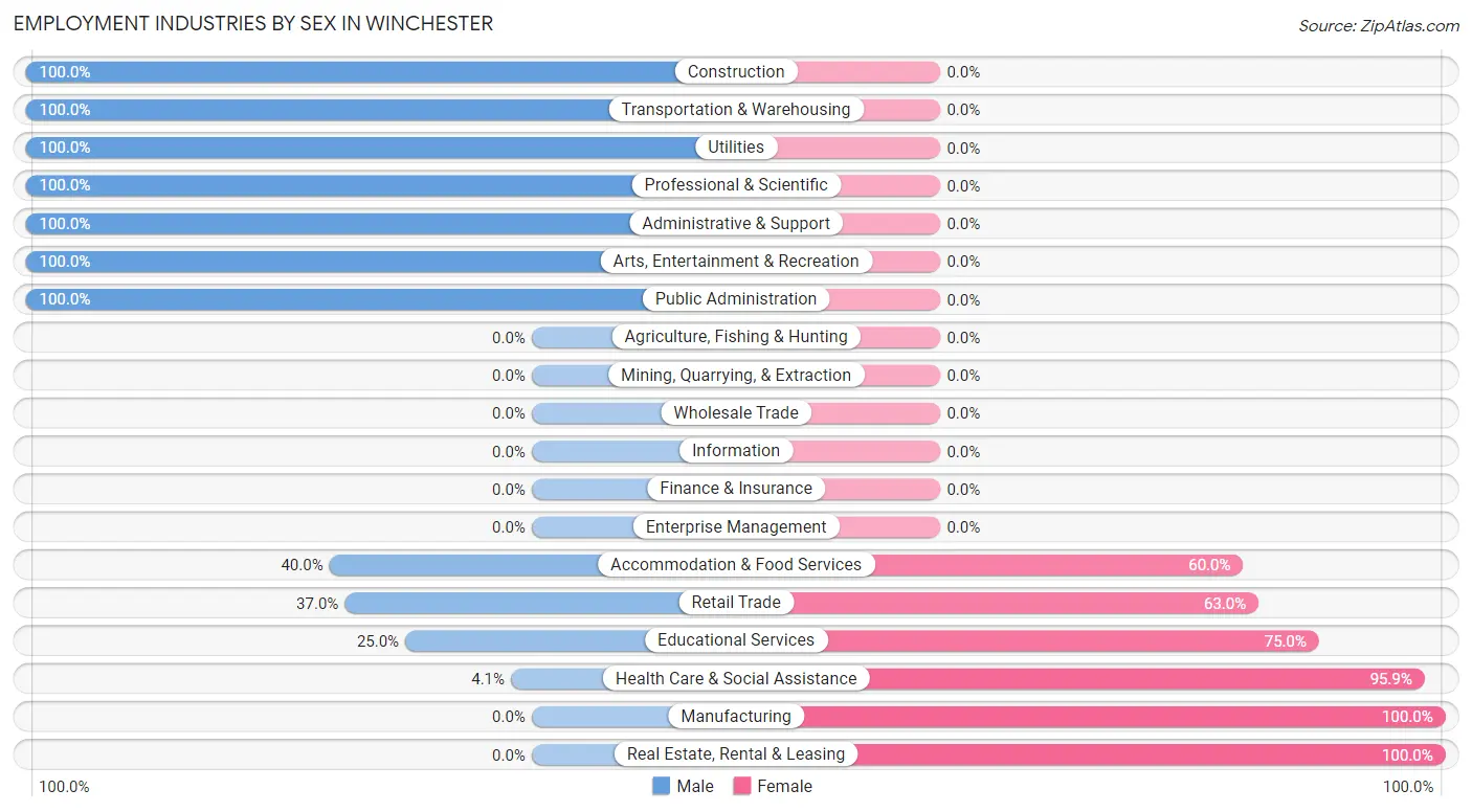 Employment Industries by Sex in Winchester