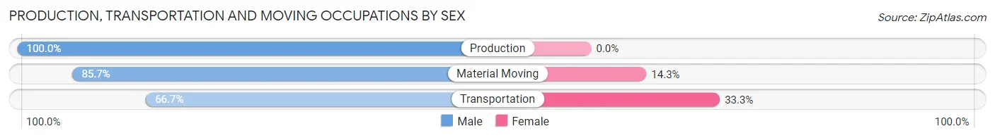 Production, Transportation and Moving Occupations by Sex in Woodstock