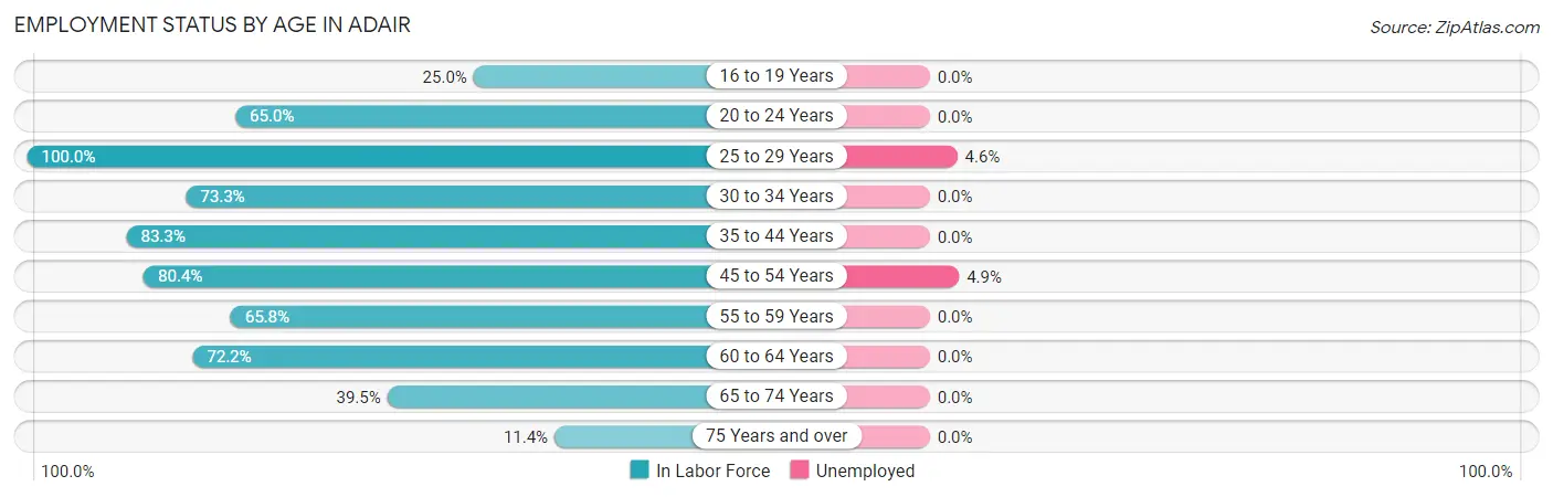 Employment Status by Age in Adair