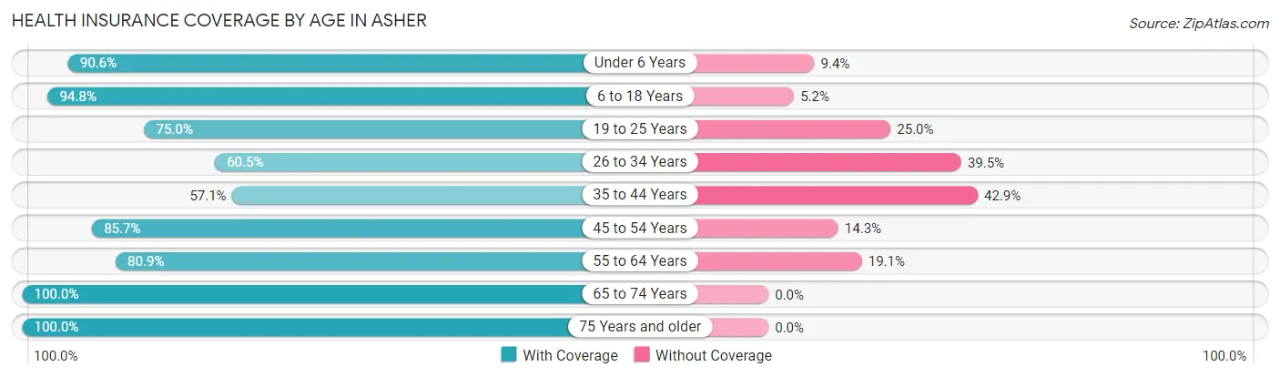 Health Insurance Coverage by Age in Asher