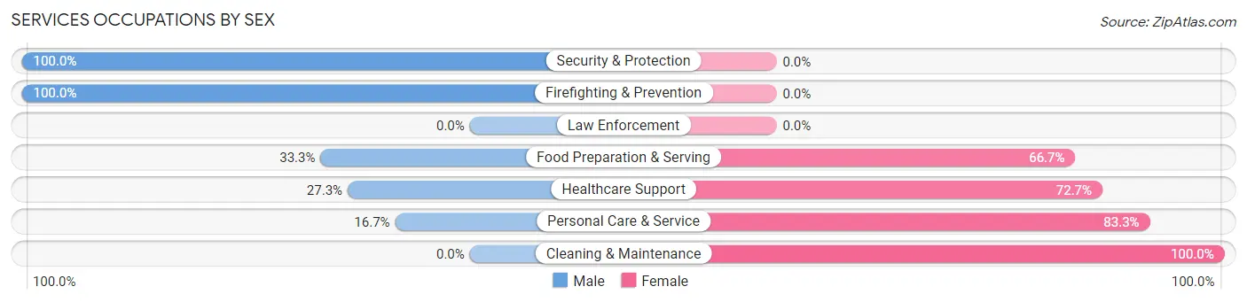 Services Occupations by Sex in Asher