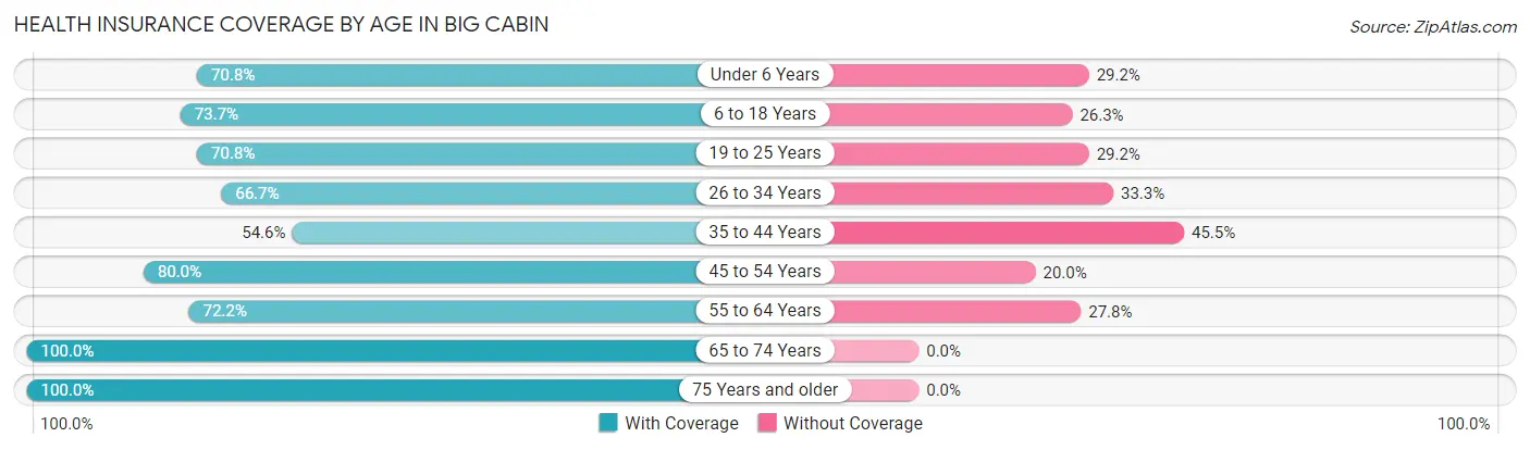 Health Insurance Coverage by Age in Big Cabin