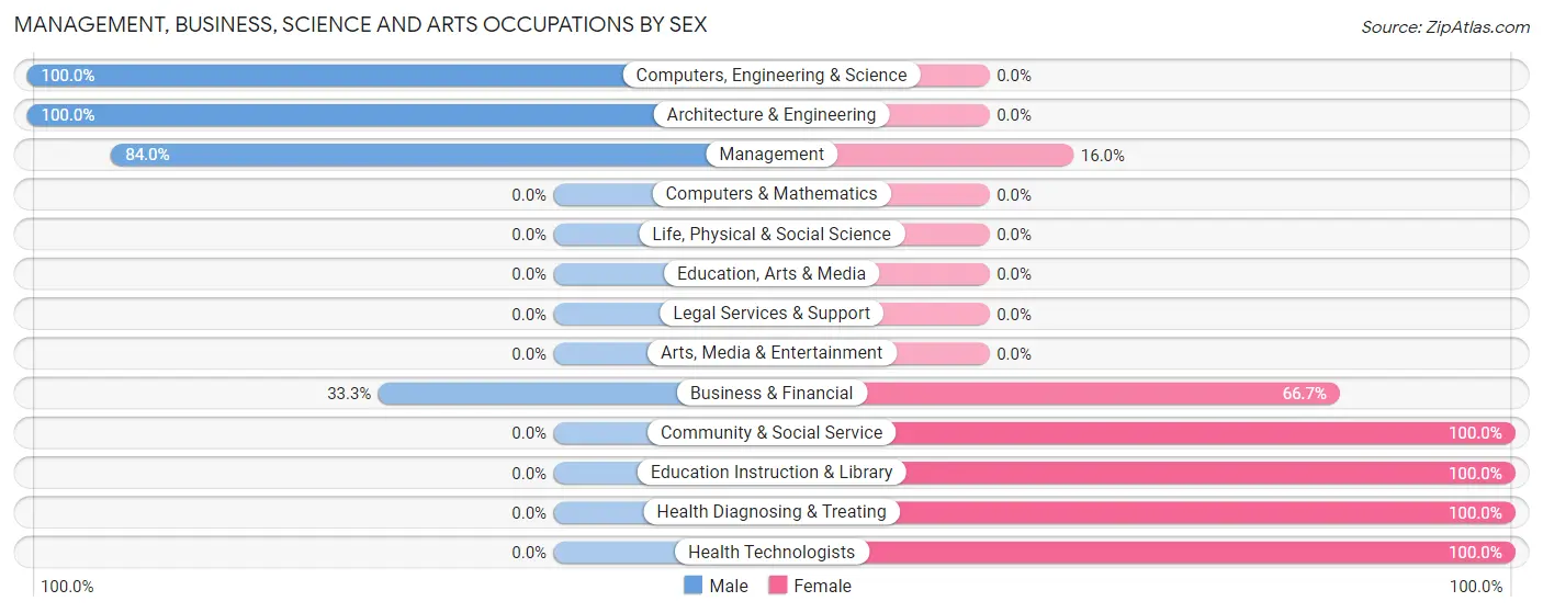 Management, Business, Science and Arts Occupations by Sex in Binger