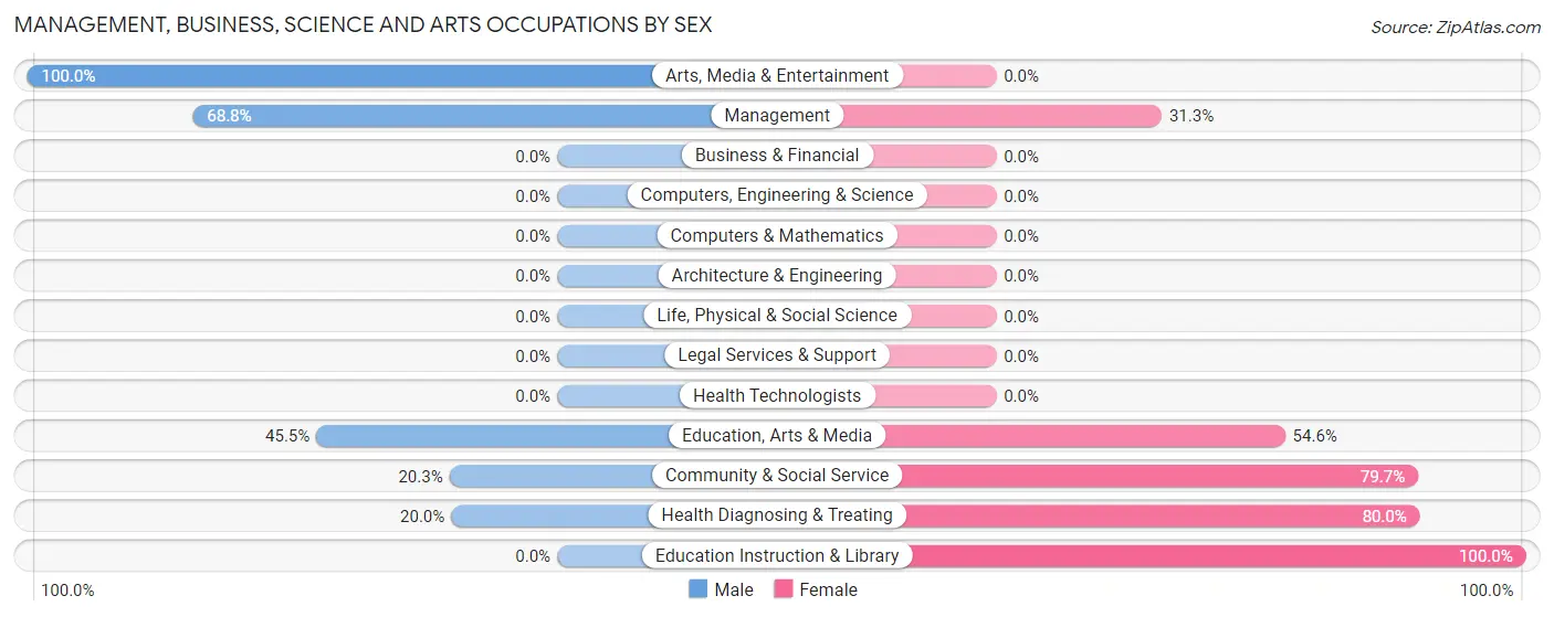 Management, Business, Science and Arts Occupations by Sex in Blair