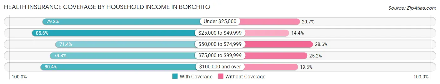 Health Insurance Coverage by Household Income in Bokchito