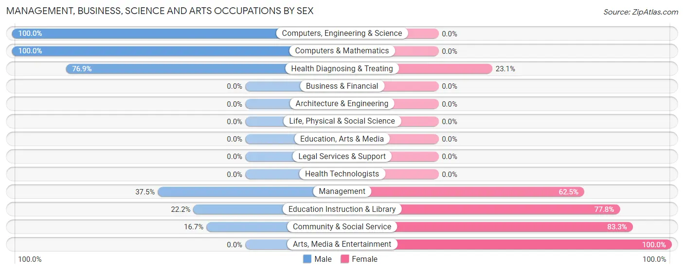 Management, Business, Science and Arts Occupations by Sex in Bokchito