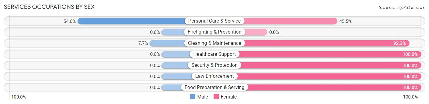 Services Occupations by Sex in Bokchito