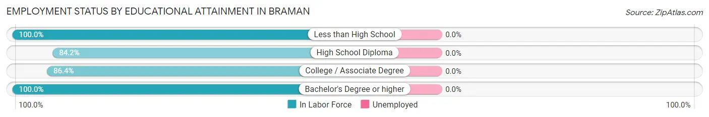 Employment Status by Educational Attainment in Braman