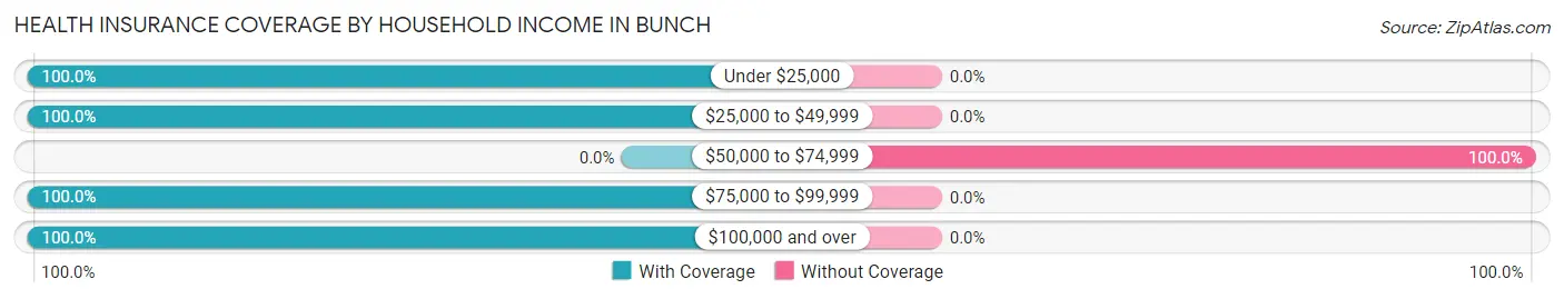 Health Insurance Coverage by Household Income in Bunch