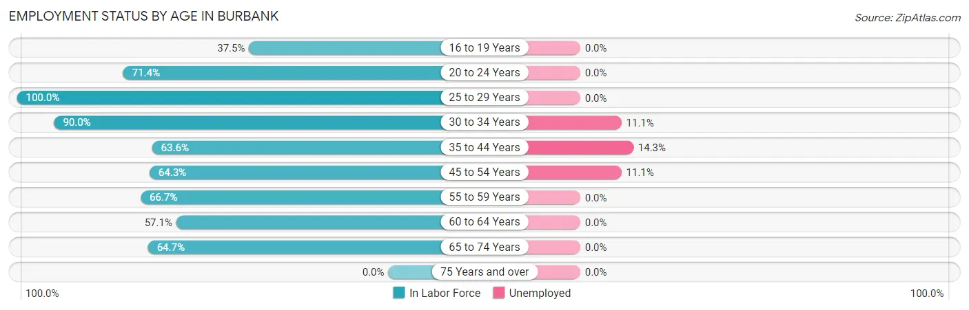 Employment Status by Age in Burbank