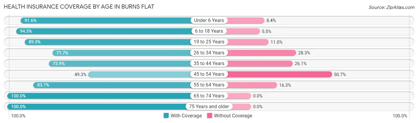 Health Insurance Coverage by Age in Burns Flat