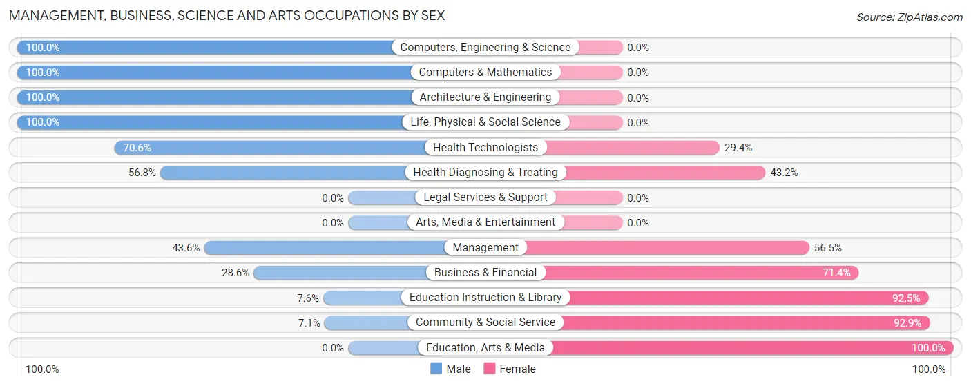 Management, Business, Science and Arts Occupations by Sex in Burns Flat