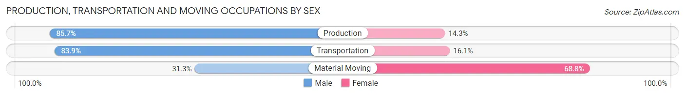 Production, Transportation and Moving Occupations by Sex in Caddo
