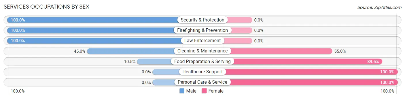 Services Occupations by Sex in Caddo