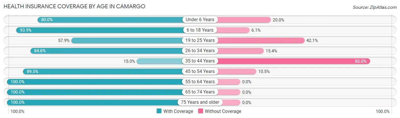 Health Insurance Coverage by Age in Camargo