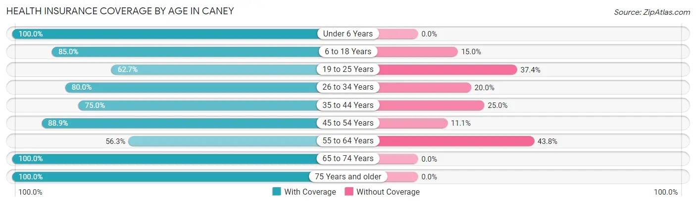 Health Insurance Coverage by Age in Caney