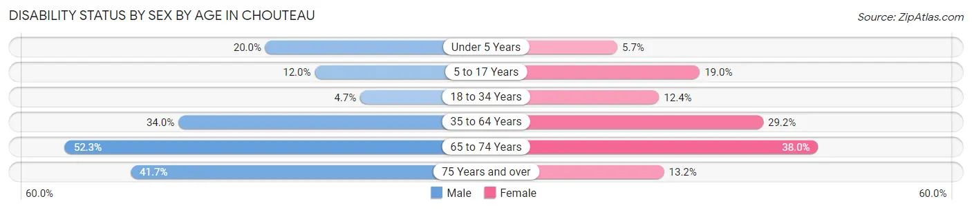 Disability Status by Sex by Age in Chouteau
