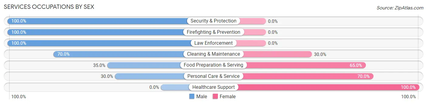 Services Occupations by Sex in Comanche