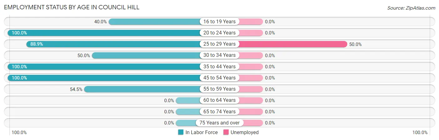 Employment Status by Age in Council Hill