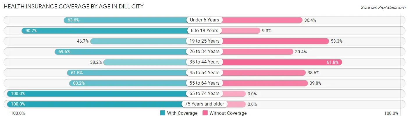 Health Insurance Coverage by Age in Dill City