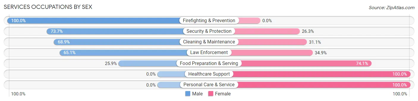 Services Occupations by Sex in Elk City