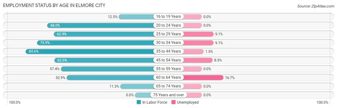 Employment Status by Age in Elmore City