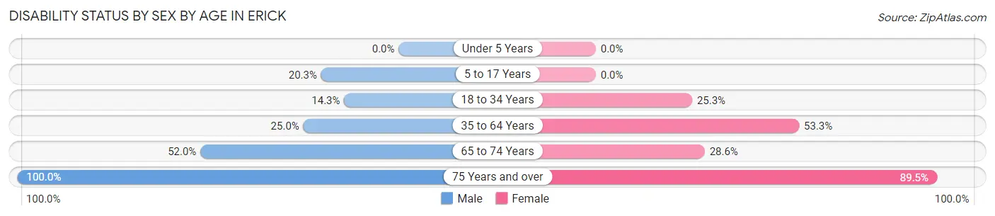 Disability Status by Sex by Age in Erick