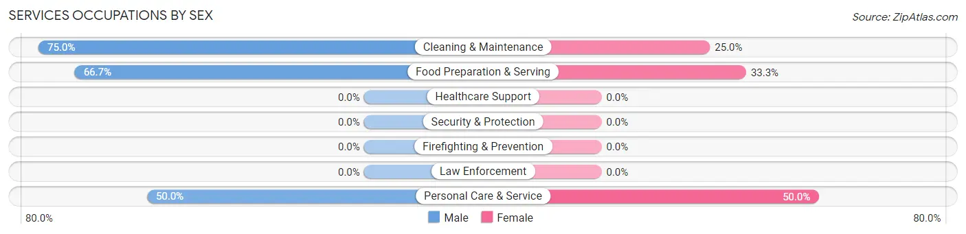 Services Occupations by Sex in Gage