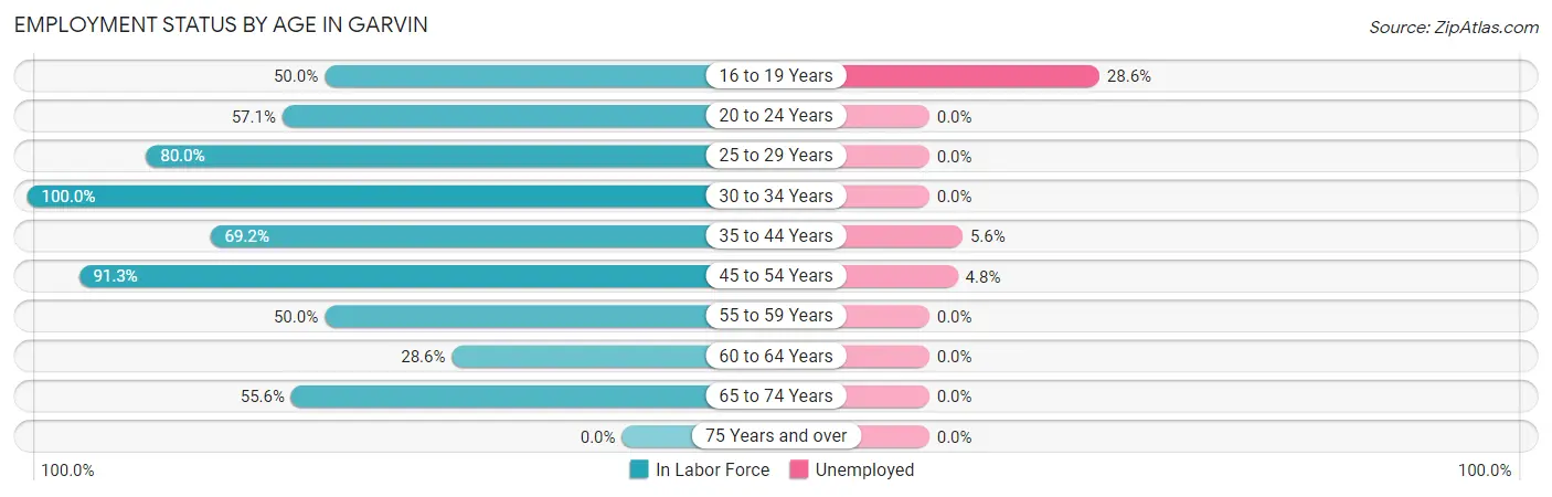 Employment Status by Age in Garvin
