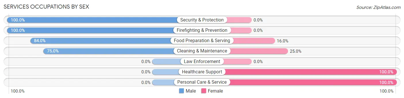 Services Occupations by Sex in Gore