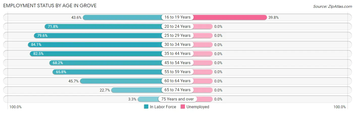 Employment Status by Age in Grove