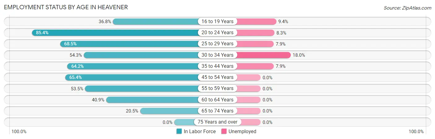 Employment Status by Age in Heavener