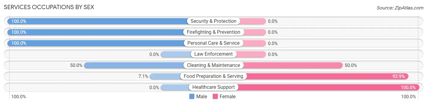 Services Occupations by Sex in Howe