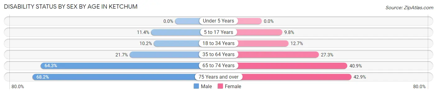Disability Status by Sex by Age in Ketchum