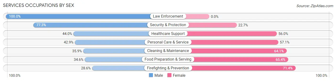 Services Occupations by Sex in Langley