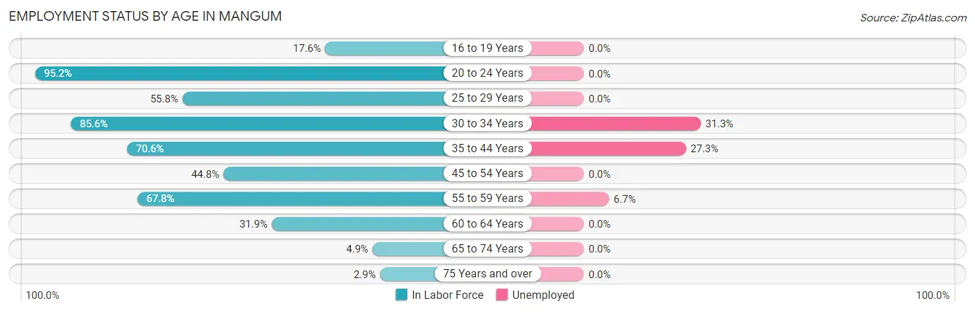 Employment Status by Age in Mangum