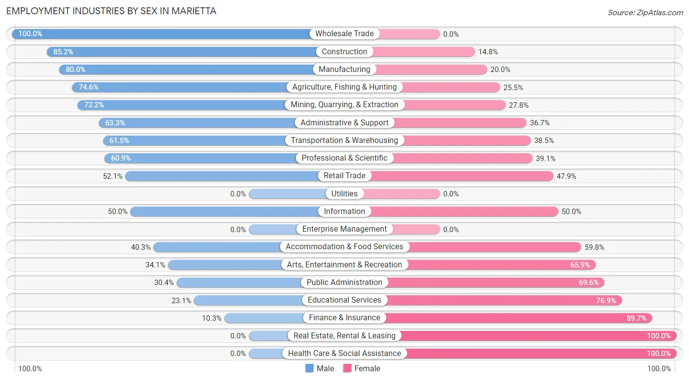 Employment Industries by Sex in Marietta